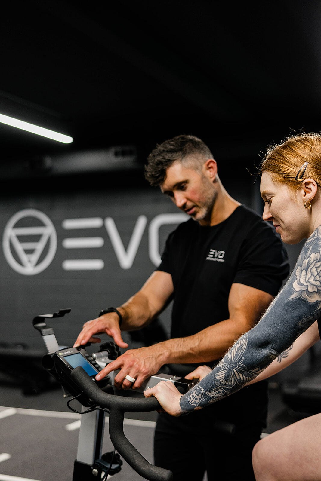Therapist instructing exercise